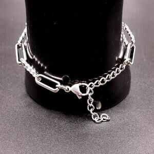 925 Silver Tone Twisted Chain Link Bracelet 90s Y2K Anniversary Birthday Gift